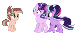 Size: 1680x816 | Tagged: safe, artist:thesmall-artist, character:starlight glimmer, oc, oc:magic galaxy, oc:magic shine, parent:starlight glimmer, parent:sunburst, parent:twilight sparkle, parents:starburst, parents:twistarlight, species:pony, species:unicorn, colt, magical lesbian spawn, male, offspring, simple background, transparent background