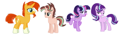 Size: 4560x1296 | Tagged: safe, artist:thesmall-artist, base used, character:starlight glimmer, character:sunburst, oc, oc:magic galaxy, oc:magic shine, parent:starlight glimmer, parent:sunburst, parent:twilight sparkle, parents:starburst, parents:twistarlight, species:pony, species:unicorn, ship:starburst, female, magical lesbian spawn, male, mare, offspring, shipping, simple background, straight, teenager, transparent background