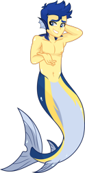 Size: 3000x6032 | Tagged: safe, artist:orin331, character:flash sentry, my little pony:equestria girls, absurd resolution, armpits, ear fins, male, mermaidized, merman, mermanized, simple background, solo, species swap, transparent background
