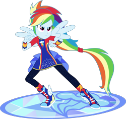 Size: 2427x2287 | Tagged: safe, artist:phucknuckl, part of a set, character:rainbow dash, equestria girls:forgotten friendship, g4, my little pony: equestria girls, my little pony:equestria girls, boots, clothing, female, pants, ponied up, simple background, solo, transparent background, vector