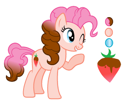 Size: 1100x916 | Tagged: safe, artist:thesmall-artist, oc, oc:chocolate strawberry pie, parent:cheese sandwich, parent:pinkie pie, parents:cheesepie, species:earth pony, species:pony, female, mare, offspring, reference sheet, simple background, solo, transparent background