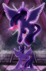 Size: 1024x1583 | Tagged: safe, artist:ladyanidraws, character:twilight sparkle, character:twilight sparkle (alicorn), species:alicorn, species:pony, female, hoof shoes, looking up, magic, mare, self paradox