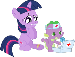 Size: 1967x1500 | Tagged: safe, artist:phucknuckl, character:spike, character:twilight sparkle, baby, baby spike, bandaid, candy, cute, diabetes of mass destruction, female, filly, first aid kit, food, hnnng, inkscape, lollipop, male, pmv, simple background, transparent background, vector, video at source