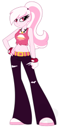 Size: 542x1140 | Tagged: safe, artist:faith-wolff, oc, oc only, oc:eventide hymn, fanfic:the bridge, my little pony:equestria girls, belly button, clothing, crossover, disguise, eqg promo pose set, fanfic art, female, midriff, pouting, simple background, solo, torn clothes, transparent background, vector