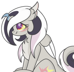 Size: 800x770 | Tagged: safe, artist:ipandacakes, oc, oc:topsy turvy, parent:discord, parent:princess celestia, parents:dislestia, blushing, female, hybrid, interspecies offspring, offspring, simple background, solo, transparent background