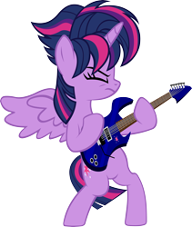Size: 4442x5254 | Tagged: safe, artist:ironm17, character:twilight sparkle, character:twilight sparkle (alicorn), species:alicorn, species:pony, species:unicorn, absurd resolution, alternate hairstyle, bipedal, electric guitar, eyes closed, female, guitar, metal, punk, punklight sparkle, simple background, solo, transparent background, vector