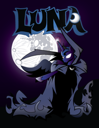 Size: 386x500 | Tagged: safe, artist:samoht-lion, character:princess luna, species:alicorn, species:pony, episode:a hearth's warming tail, g4, my little pony: friendship is magic, cloak, clothing, female, full moon, hoof shoes, majestic, mare, mare in the moon, moon, solo, spawn, spirit of hearth's warming yet to come