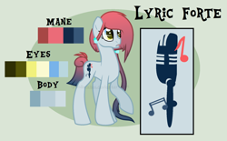 Size: 1520x941 | Tagged: safe, artist:ipandacakes, oc, oc:lyric forte, parent:toe-tapper, parent:torch song, parents:torchtapper, species:earth pony, species:pony, female, mare, offspring, reference sheet, solo