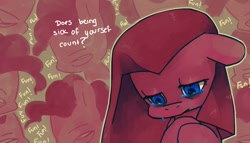 Size: 1190x681 | Tagged: dead source, safe, artist:dhui, character:pinkamena diane pie, character:pinkie pie, episode:too many pinkie pies, g4, my little pony: friendship is magic, ask tired pie, crying, sad