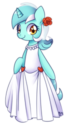 Size: 577x1092 | Tagged: safe, artist:solar-slash, character:lyra heartstrings, species:pony, species:unicorn, bipedal, clothing, dress, female, flower, flower in hair, semi-anthro, simple background, smiling, solo, transparent background, wedding dress