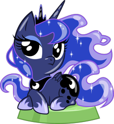 Size: 2844x3095 | Tagged: safe, artist:phucknuckl, part of a set, character:princess luna, species:alicorn, species:pony, cute, doge, female, hoof shoes, mare, my little pocket ponies, pocket ponies, prone, shiba inu, simple background, sitting, such moon, such wow, transparent background
