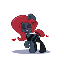 Size: 1280x1280 | Tagged: safe, artist:lou, oc, oc:jessi-ka, species:pony, blushing, bow, clothing, eyes closed, garter belt, jewelry, lingerie, necklace, red hair