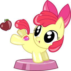 Size: 3280x3299 | Tagged: safe, artist:phucknuckl, part of a set, character:apple bloom, species:earth pony, species:pony, apple, bow, bucking, cutie mark, female, filly, food, inkscape, ios game, mare, my little pocket ponies, pocket ponies, simple background, the cmc's cutie marks, transparent background, vector