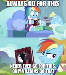 Size: 500x562 | Tagged: safe, artist:phucknuckl, edit, edited screencap, screencap, character:daring do, character:rainbow dash, episode:the end in friend, g4, my little pony: friendship is magic, always ship this, bathrobe, clothing, dashie slippers, meme, my hero academia, ponytail, rainbow dash slippers, robe, slippers, tank slippers