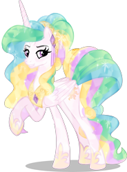 Size: 5000x6800 | Tagged: safe, artist:orin331, character:princess celestia, species:alicorn, species:crystal pony, species:pony, absurd resolution, alternate hairstyle, crystal alicorn, crystallized, female, hoof shoes, lidded eyes, mare, raised hoof, simple background, solo, transparent background, vector