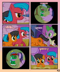 Size: 900x1080 | Tagged: safe, artist:lister-of-smeg, oc, oc:crosspatch, oc:lazybug, oc:scavenger (lister-of-smeg), oc:winter squash, species:earth pony, species:pony, comic:crystal heart attack, cokcatrice, comic, female, filly, mare, telescope