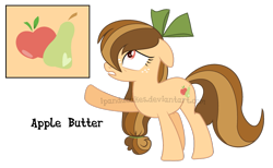 Size: 1429x878 | Tagged: safe, artist:ipandacakes, oc, oc:apple butter, parent:bright mac, parent:pear butter, parents:brightbutter, species:earth pony, species:pony, bow, female, hair bow, mare, offspring, simple background, solo, transparent background