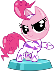 Size: 2472x3213 | Tagged: safe, artist:phucknuckl, part of a set, character:fili-second, character:pinkie pie, species:pony, episode:power ponies, g4, my little pony: friendship is magic, adorabolical, clothing, cute, diapinkes, evil grin, female, grin, my little pocket ponies, pocket ponies, raised hoof, simple background, smiling, solo, transparent background