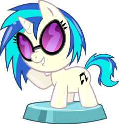Size: 2911x3037 | Tagged: safe, artist:phucknuckl, part of a set, character:dj pon-3, character:vinyl scratch, species:pony, species:unicorn, cute, female, my little pocket ponies, pocket ponies, raised hoof, simple background, solo, sunglasses, transparent background, vinylbetes