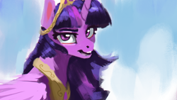 Size: 1920x1080 | Tagged: safe, artist:hierozaki, character:twilight sparkle, character:twilight sparkle (alicorn), species:alicorn, species:pony, crown, female, looking at you, mare, peytral, regalia, solo