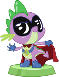 Size: 2540x3302 | Tagged: safe, artist:phucknuckl, part of a set, character:humdrum, character:spike, species:dragon, episode:power ponies, g4, my little pony: friendship is magic, cape, clothing, male, my little pocket ponies, pocket ponies, sidekick, simple background, solo, transparent background