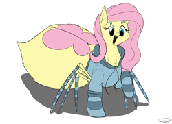 Size: 2455x1778 | Tagged: safe, artist:taurson, character:fluttershy, clothing, female, hoodie, monster pony, original species, solo, species swap, spiderpony, spidershy