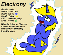 Size: 1110x962 | Tagged: safe, artist:pencil bolt, oc, oc only, oc:electrony, species:pony, species:unicorn, electricity, male