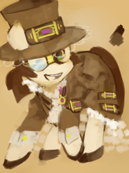 Size: 1000x1338 | Tagged: safe, artist:dhui, oc, oc:master engineer chet, species:pony, buck legacy, clothing, concept art, female, glasses, hat, jabot, looking at you, mare, solo, steampunk, top hat