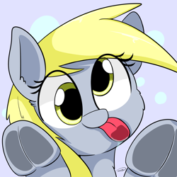 Size: 2362x2362 | Tagged: safe, artist:taurson, character:derpy hooves, species:pony, cute, derpabetes, female, fourth wall, fourth wall pose, frog (hoof), licking, licking screen, licking the fourth wall, mare, solo, tongue out, underhoof