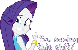 Size: 1579x1014 | Tagged: safe, artist:phucknuckl, character:rarity, equestria girls:rollercoaster of friendship, g4, my little pony: equestria girls, my little pony:equestria girls, clothing, female, looking back, question, simple background, solo, transparent background, vector, vulgar