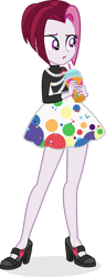 Size: 555x1440 | Tagged: safe, artist:punzil504, character:cayenne, my little pony:equestria girls, clothing, drink, equestria girls-ified, female, high heels, legs, mary janes, miniskirt, paper cup, shoes, simple background, skirt, transparent background