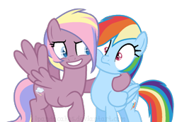 Size: 866x595 | Tagged: safe, artist:ipandacakes, base used, character:rainbow dash, oc, oc:gusty gale, parent:bow hothoof, parent:windy whistles, parents:windyhoof, species:pegasus, species:pony, cheek squish, duo, female, mare, offspring, simple background, sisters, squishy cheeks, transparent background