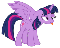 Size: 9000x7123 | Tagged: safe, artist:kuren247, character:twilight sparkle, character:twilight sparkle (alicorn), species:alicorn, species:pony, absurd resolution, cute, female, folded wings, lidded eyes, mare, princess of friendship, raspberry, show accurate, simple background, tongue out, transparent background, twiabetes, vector