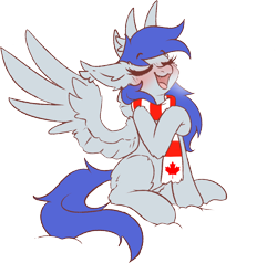Size: 3012x2867 | Tagged: safe, artist:ruef, oc, oc only, oc:gabriel, species:pegasus, species:pony, 2019 community collab, derpibooru community collaboration, canada, clothing, scarf, simple background, solo, spread wings, transparent background, wings
