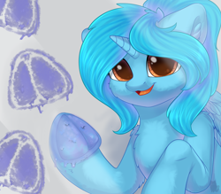 Size: 5700x5000 | Tagged: safe, artist:alphadesu, oc, oc only, oc:takara, species:alicorn, species:pony, absurd resolution, alicorn oc, cute, digital art, female, frog (hoof), happy, hoofprints, looking at you, mare, ocbetes, open mouth, paint, pointy hooves, signature, smiling, solo, underhoof, ych result