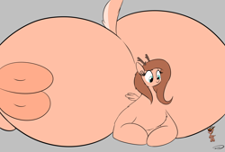 Size: 3496x2362 | Tagged: safe, artist:taurson, oc, oc only, oc:bagel, oc:coffee, species:pony, anatomically incorrect, antlers, female, huge butt, hyper butt, impossibly large butt, large butt, macro/micro, male, size difference