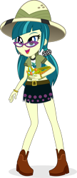Size: 3493x8114 | Tagged: safe, artist:punzil504, character:juniper montage, equestria girls:movie magic, g4, my little pony: equestria girls, my little pony:equestria girls, spoiler:eqg specials, belt, boots, clothing, cute, female, glasses, hat, miniskirt, open mouth, pigtails, pith helmet, simple background, solo, transparent background
