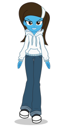 Size: 2700x4850 | Tagged: safe, artist:razethebeast, artist:viexy, base used, oc, oc:imshadow007, my little pony:equestria girls, clothing, converse, equestria girls-ified, evil grin, female, gift art, grin, hoodie, pants, shoes, simple background, smiling, solo, transparent background