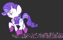 Size: 1280x805 | Tagged: safe, artist:typhwosion, character:rarity, species:pony, episode:the end in friend, g4, my little pony: friendship is magic, bandana, black background, boots, cute, eyes closed, female, glitter, glitter boots, neckerchief, profile, raribetes, shoes, simple background, solo