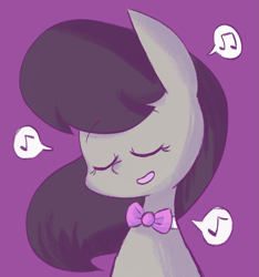 Size: 1147x1228 | Tagged: safe, artist:typhwosion, character:octavia melody, species:pony, bust, cute, dialogue, eyes closed, female, music notes, open mouth, purple background, simple background, singing, solo, speech bubble, tavibetes