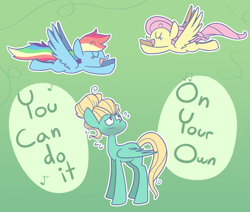 Size: 1280x1084 | Tagged: safe, artist:typhwosion, character:fluttershy, character:rainbow dash, character:zephyr breeze, species:pegasus, species:pony, episode:flutter brutter, g4, my little pony: friendship is magic, can i do it on my own, cute, dashabetes, dialogue, eyes closed, open mouth, profile, shyabetes, singing, speech bubble, trio, wavy mouth