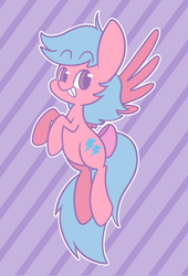 Size: 950x1394 | Tagged: safe, artist:typhwosion, character:firefly, species:pegasus, species:pony, g1, bow, female, g1betes, smiling, solo, striped background, tail bow