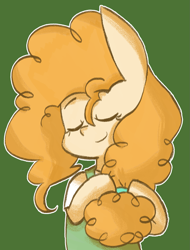 Size: 1231x1624 | Tagged: safe, artist:typhwosion, character:pear butter, species:pony, clothing, cute, eyes closed, female, green background, mare, pearabetes, simple background, solo