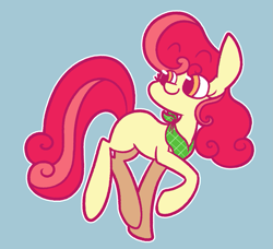 Size: 1053x960 | Tagged: safe, artist:typhwosion, character:apple bumpkin, species:earth pony, species:pony, apple family member, blue background, cute, female, mare, missing cutie mark, neckerchief, simple background, solo