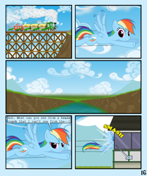 Size: 900x1080 | Tagged: safe, artist:lister-of-smeg, character:rainbow dash, species:pony, comic:horkosworks, comic, express train, female, locomotive, solo, train