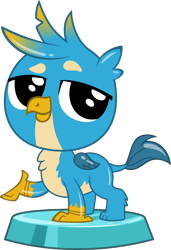 Size: 2352x3440 | Tagged: safe, artist:phucknuckl, part of a set, character:gallus, species:griffon, season 8, chest fluff, chibi, cute, gallabetes, high res, male, my little pocket ponies, paws, simple background, smiling, solo, transparent background