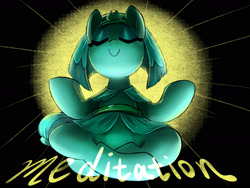 Size: 1600x1200 | Tagged: safe, artist:oofycolorful, character:somnambula, species:pony, g4, female, lotus position, mare, meditation, smiling, solo