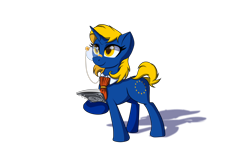Size: 2800x1700 | Tagged: safe, artist:elmutanto, oc, oc:europa, species:pony, species:unicorn, nation ponies, blonde, blonde mane, blue coat, curled tail, curly hair, european union, golden star, ponified, stars