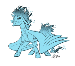 Size: 1554x1365 | Tagged: safe, artist:probablyfakeblonde, oc, oc only, oc:andrew swiftwing, species:pegasus, species:pony, clothing, costume, discharge, electricity, gasp, male, mask, messy mane, scorched, sketch, solo, superhero
