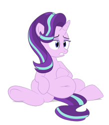 Size: 1400x1600 | Tagged: safe, artist:scobionicle99, character:starlight glimmer, species:pony, species:unicorn, belly, belly button, big belly, chubby, chubby glimmer, fat, female, gritted teeth, hoof on belly, mare, muffin top, sitting, solo, starlard glimmer
